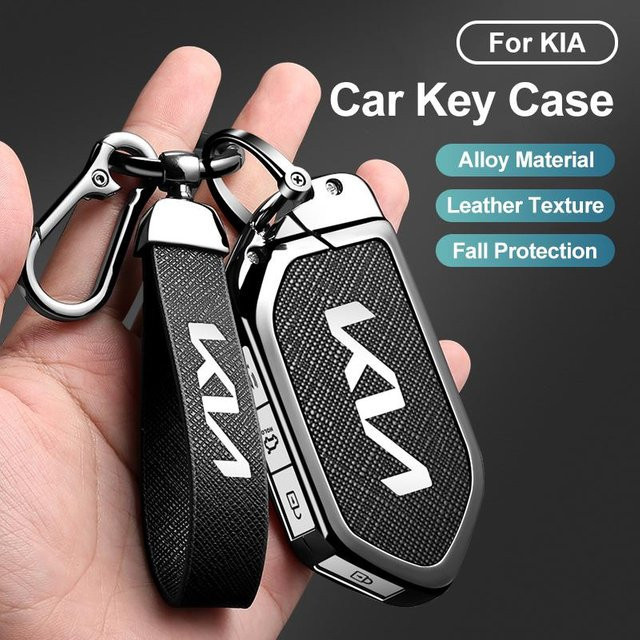 Kia Autoschlüssel Hülle aus Zinklegierung mit Fernbedienung für EV9, Picanto, Carnival, Seltos, Sorento, Morning, K5, KA4, EV3 in Weiß - Bild 1