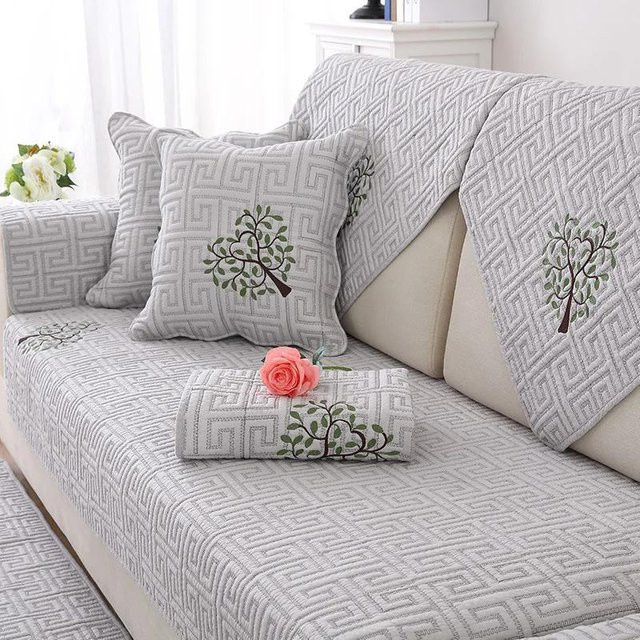 Rutschfester Baumwoll-Sofabezug für Couch und Gartensessel in Weiß, B/B: 70 x 70 cm - Bild 1
