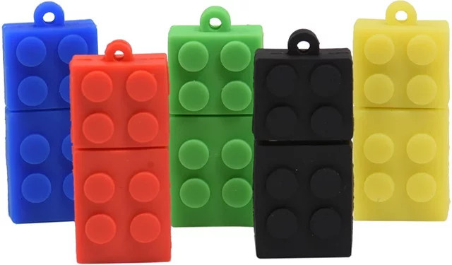 JASTER USB 2.0 Flash-Laufwerk Spielzeug-Baustein aus Silikagel in Blau und Multicolour - Bild 1