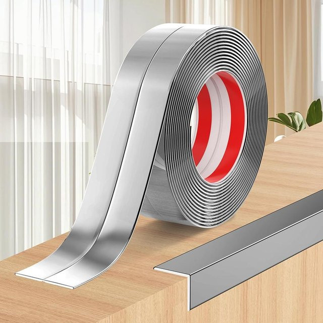 Selbstklebende L-förmige Zierleiste BeasVigo als Wandwinkelschutz für Tisch und Türrahmen, Farbe: Silber, Breite: 6 cm, Länge: 300 cm - Bild 1