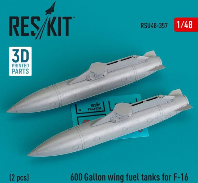 ResKit Models 600 Gallon wing fuel tanks for F-16 & JSDF F2, 2-teiliges Set, 3D Printed - Bild 1