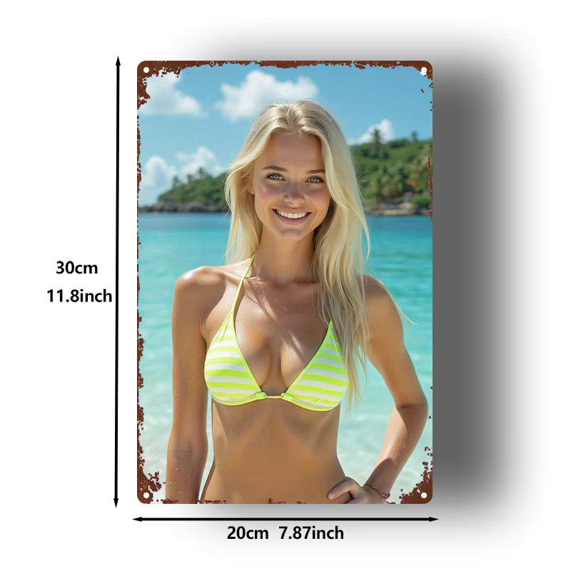 Metallschild Beach Lady von CIFBUY in Multicolour, Vintage-Wandkunst aus Blech, B: 20,3 cm, H: 30,5 cm - Bild 2