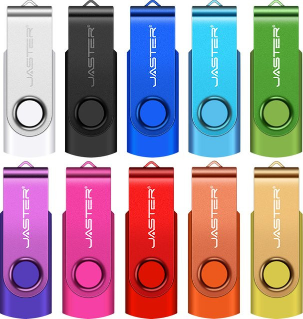JASTER USB 3.0 Flash-Laufwerk 64GB Drehbarer USB-Stick als Schlüsselanhänger in Schwarz, Blau, Rot und Lila - Bild 1