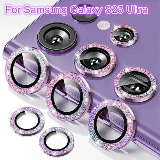 Xyun Glitzer Kamera-Displayschutz für Samsung Galaxy S25 Ultra S25 Plus S24 Ultra S24 Plus S23 Ultra S22 Ultra Rückseiten-Objektivring in Silber - Bild 1