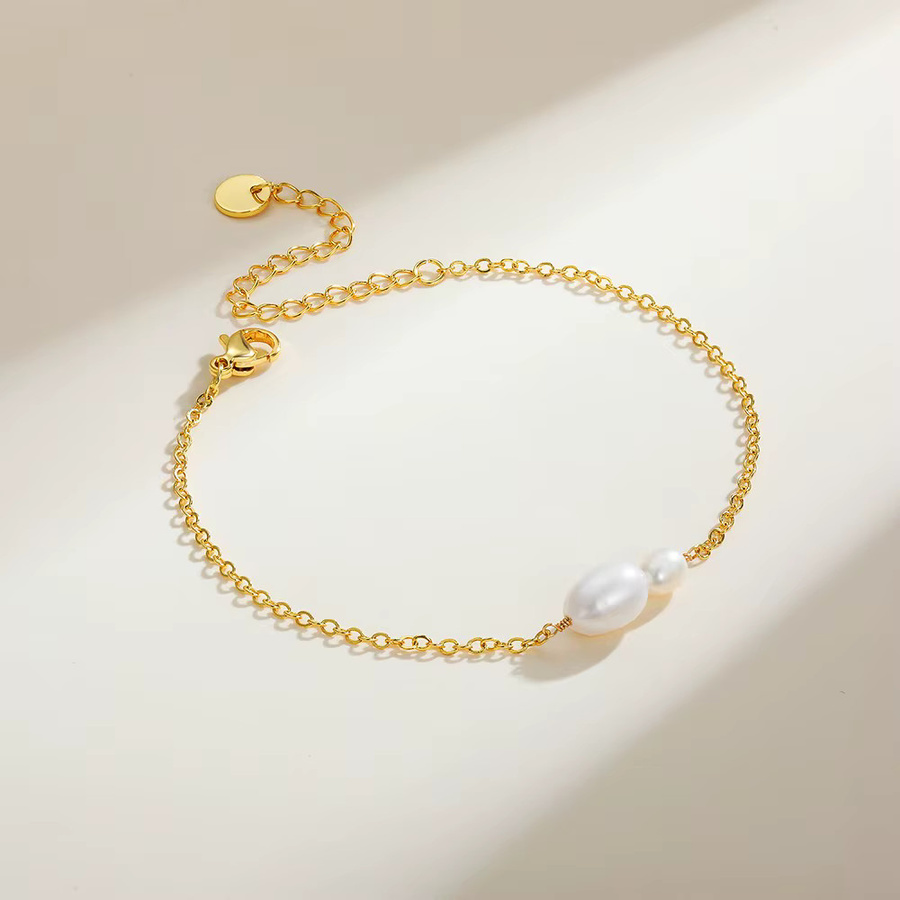 Erpels Kettenarmband, 18k vergoldetes Edelstahl, Süßwasserperle - Bild 2