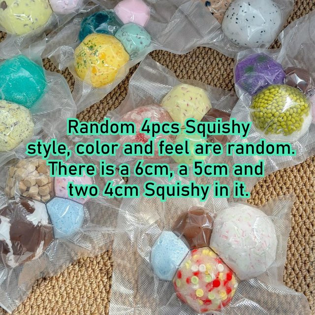 A Family Of Home Textiles Squishy Blind Box, 4-teiliges Set, rund, mit Knackendem Geräusch, ASMR Anti-Stress-Abbau - Bild 1