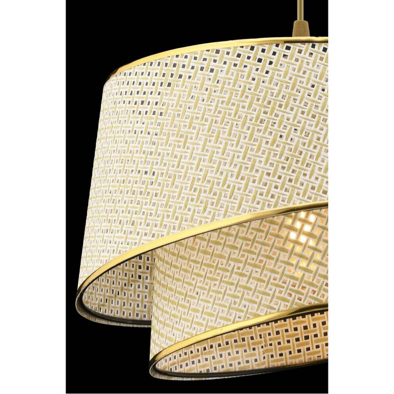 Opviq Pendelleuchte Barette in Gold und Creme aus Stoff und Metall, B/T/H: 32 x 32 x 65 cm, E27 - Bild 3