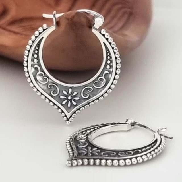 YoYo Creolen, versilbert, Vintage, Damen - Bild 1