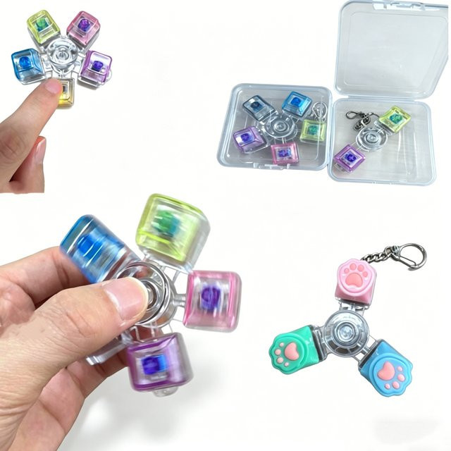 Meade Mechanischer Achsen-Tasten-Fidget-Spinner, leuchtender elektronischer Tastaturknopf, Stressabbau-Schlüsselanhänger, tragbares Spielzeug - Bild 1