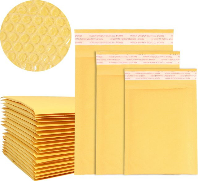Linsoir Beads Kraftpapier Blasenumschläge mit Selbstklebeverschluss in Braun und Gelb - Bild 1