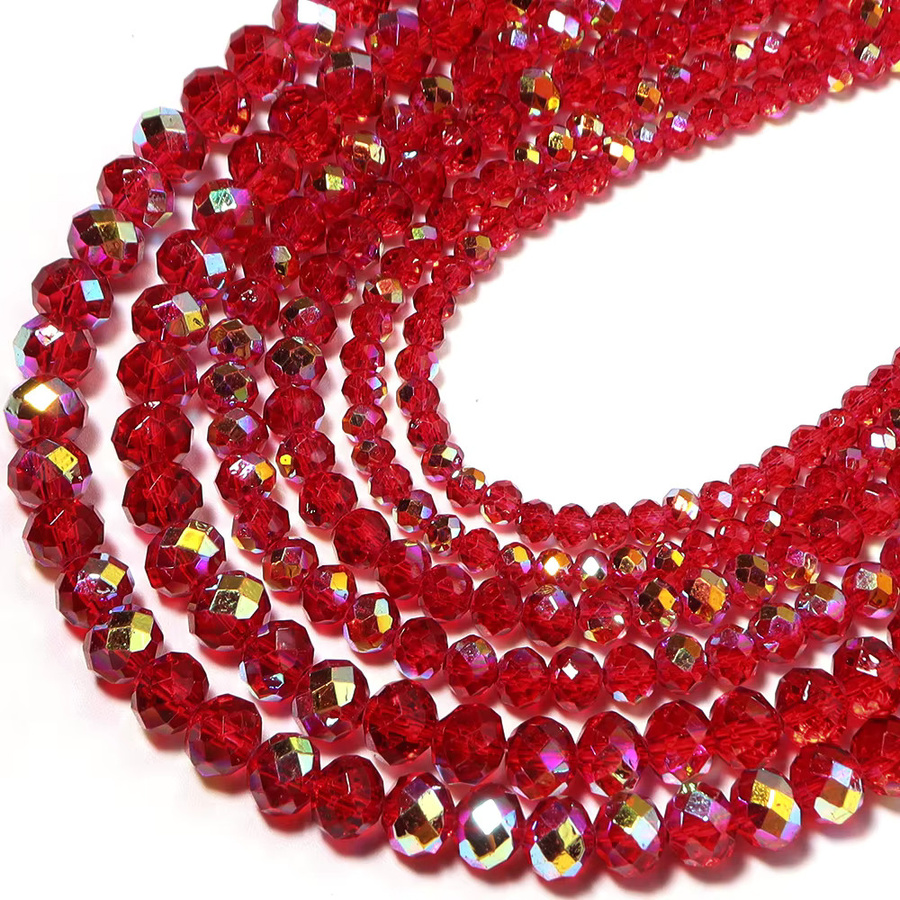 lingsai Kristallperlen, Glas, rot, Unisex - Bild 3
