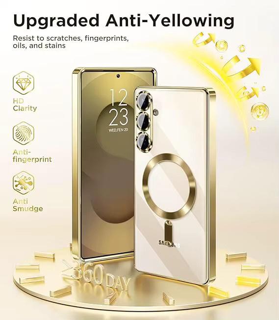 Transparente Luxus-Plating Schutzhülle aus weichem TPU mit Magnetverschluss und Kameraschutz für Samsung Galaxy A57 und Galaxy A17 in Blau - Bild 1