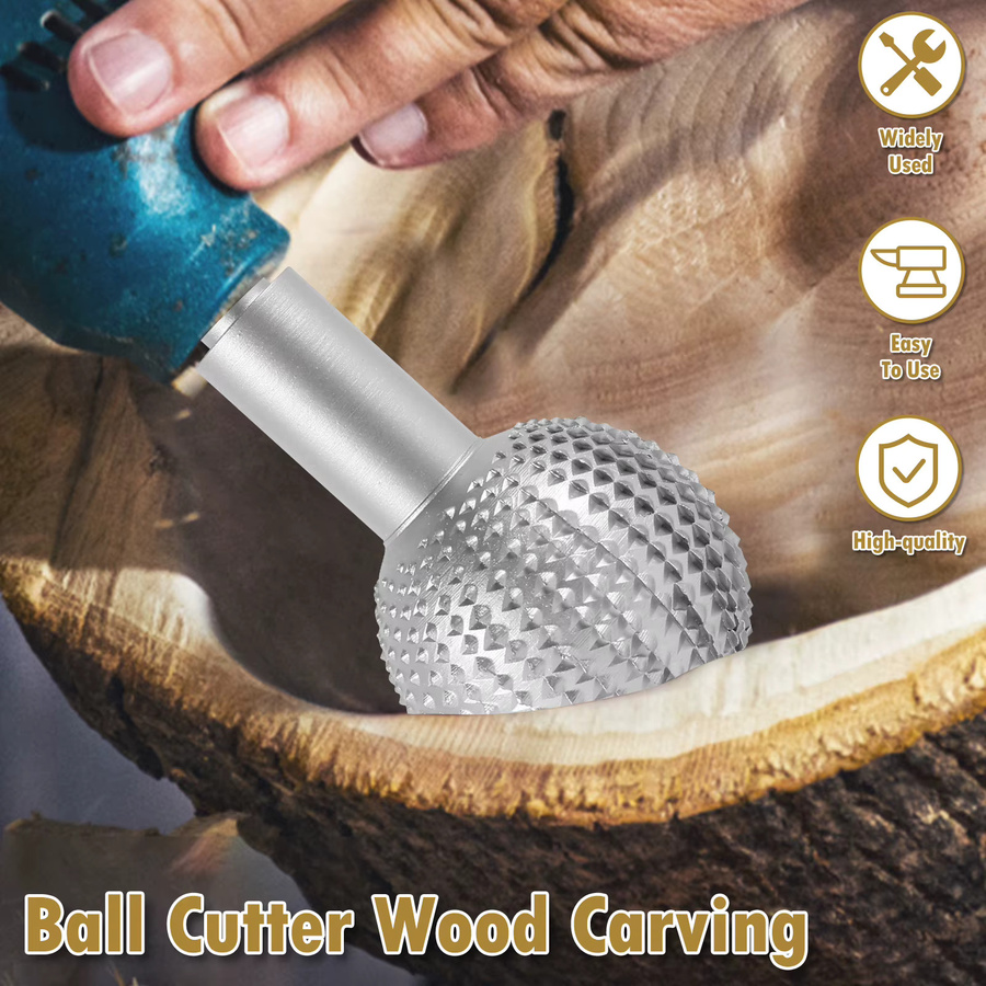 Rotary Grat Kugel Schleifkopf aus Stahl für Holzbearbeitung und Gravur, Durchmesser: 10 mm, Farbe: Silber - Bild 2