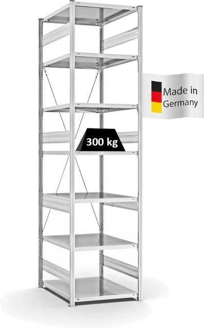 PROREGAL Fachbodenregal Stecksystem T-Profil Heavy-Duty, 7 Ebenen, Lichtgrau, H x B x T: 300 x 75 x 80 cm - Bild 1