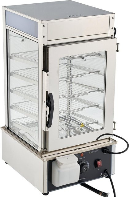 Buying Solutions MB 5-stufige kommerzielle Speisenwärmer-Vitrine aus Edelstahl mit LED-Licht und Dampfheizung, Silber, 120L - Bild 1