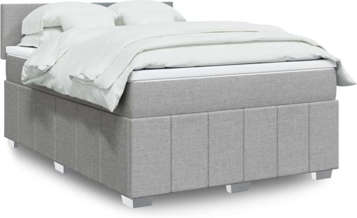 vidaxl Boxspringbett mit Matratze aus Stoff in Grau, B/T/H: 140 x 190 cm - Bild 1