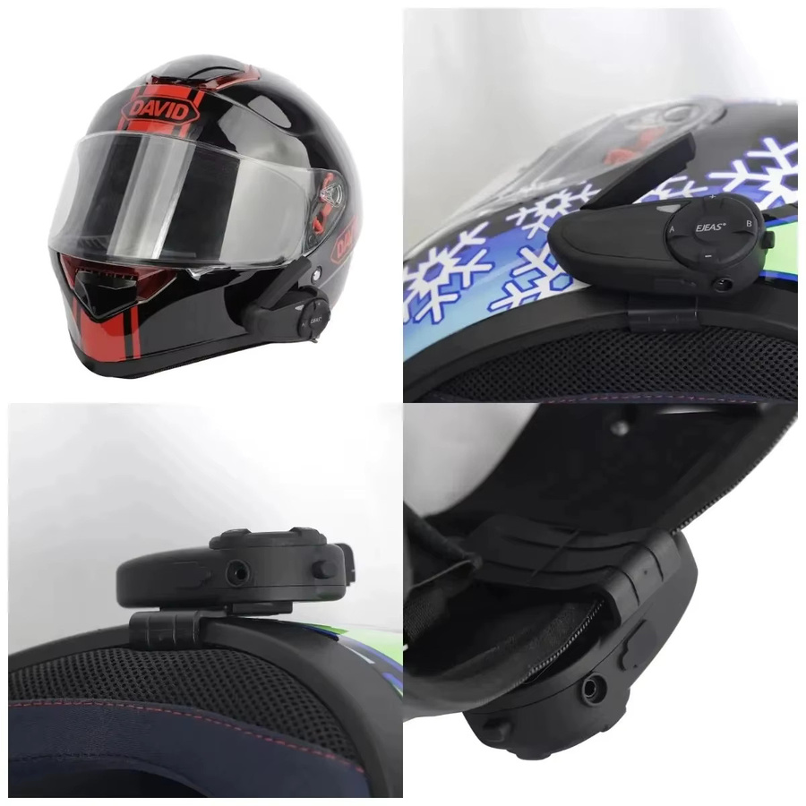 EJEAS Montage-Clip für V6 PRO, V4 Plus, Q7 und Q8 Motorrad-Helm Intercom mit doppelseitigem Klebeband, Schwarz, 2 Stück - Bild 4