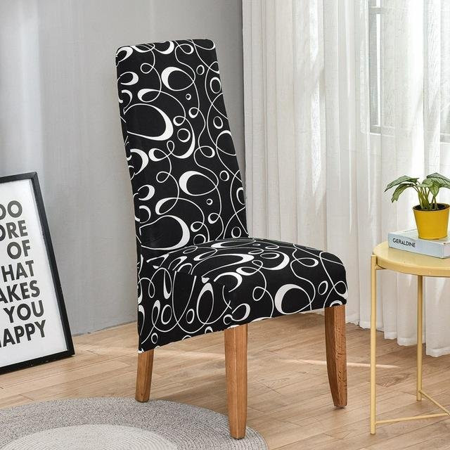 Yiran Furniture Elastischer Stuhlbezug in XL-Größe für Esszimmerstühle mit hoher Rückenlehne, Schwarz - Bild 1