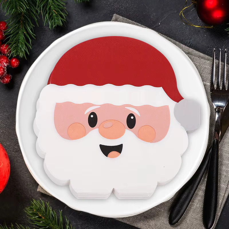 ZQNYCY Einweg-Papierservietten mit Weihnachtsmann-Motiv in Multicolor für deine Weihnachts- und Neujahrs-Partydeko - Bild 3