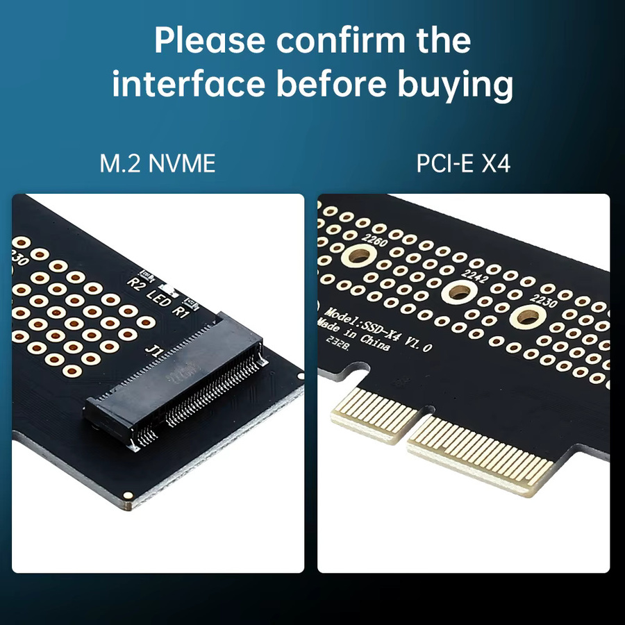 FENVI M.2 NVMe zu PCI-E X4 Konverter Adapter für SSD M-Key, Erweiterung auf PCIe X4 X8 X16, Schwarz - Bild 2