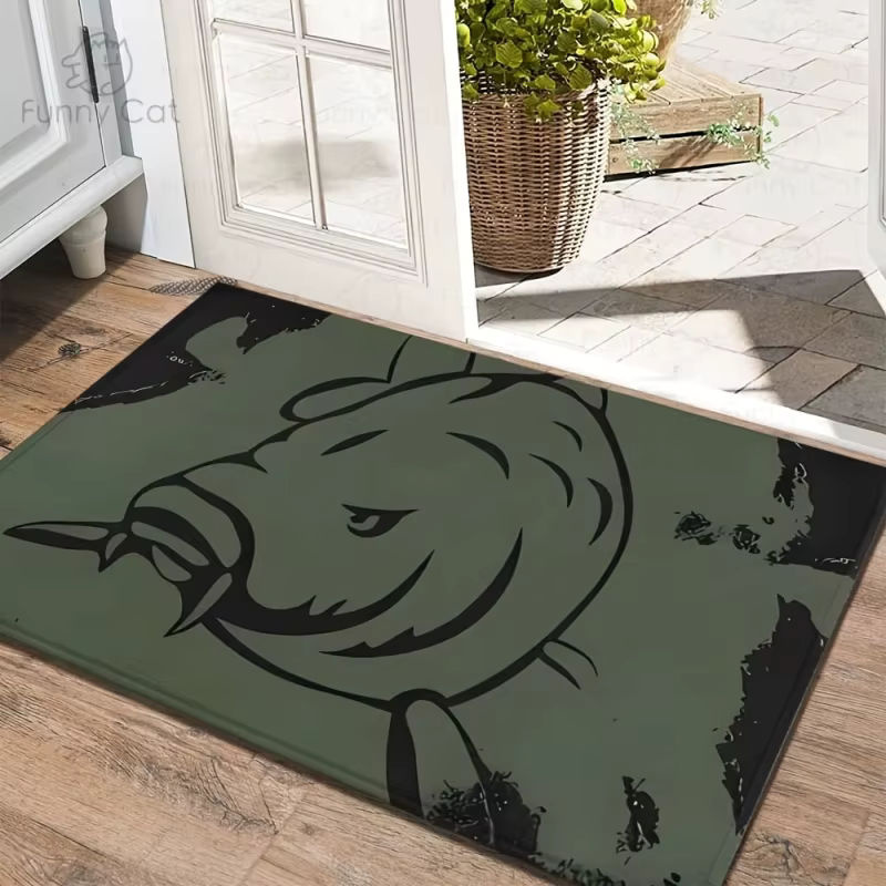 VIKAMA Bodenmatte mit Lachs-Fischmuster in Grün, Rechteckige Schmutzfangmatte für Eingang, Veranda und Terrasse, B/T: 60 x 40 cm - Bild 4