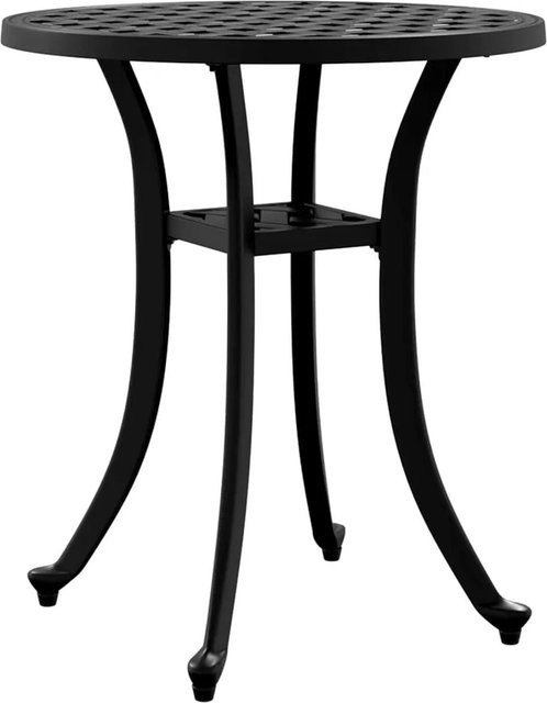 vidaXL Gartentisch aus Aluminiumguss in Schwarz, runder Beistelltisch für Outdoor und Indoor, Durchmesser: 48 cm, Höhe: 53 cm - Bild 1