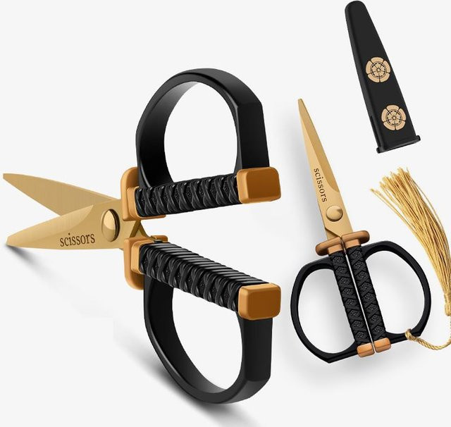 Edelstahl Retro Schneider Schere in Gold für Handwerk und Stoffe - Bild 1