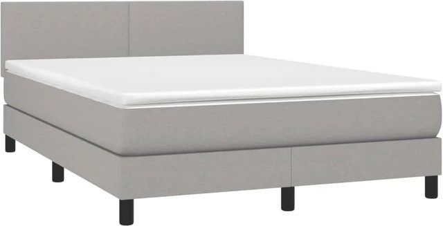 vidaXL Hybrid-Boxspringbett mit Matratze und LED-Unterbettbeleuchtung in Hellgrau, B/T: 140 x 190 cm - Bild 1