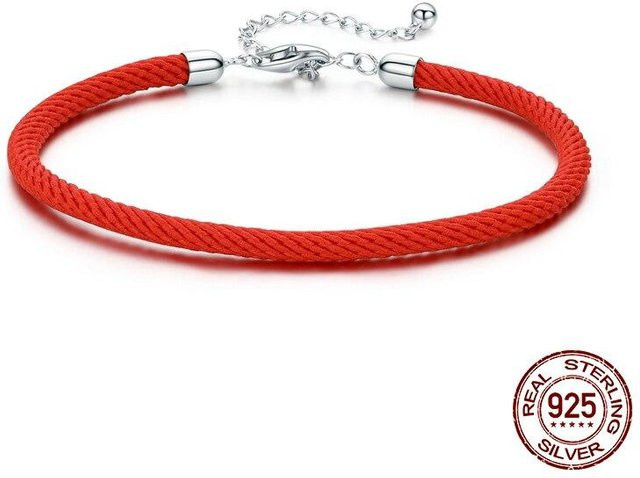Armband 925 Sterling Silber, Rotes Seil, Damen - Bild 1