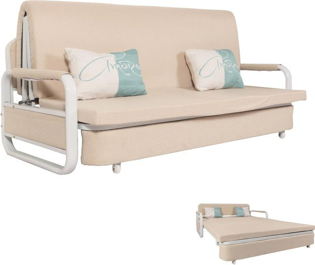Schlafsofa MCW M83 mit Schlaffunktion in Beige aus Stoff, B/T/H: 190 x 185 x 71 cm - Bild 1