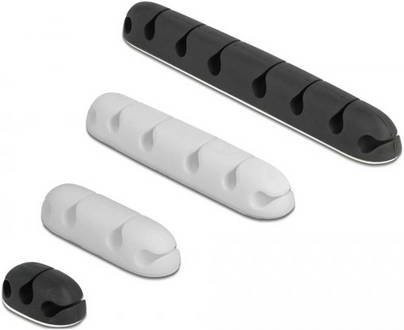Delock Kabel-Halteclips aus Silikon in Schwarz und Weiß, B x H: 14 x 14 mm, 1 Set, Artikel 18402 - Bild 1