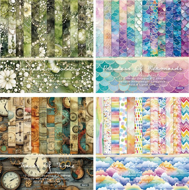 Alina Cutle Junk Journal Scrapbooking Papierblock, 24 Blatt bunt gemustertes Bastelpapier für Handwerk und Scrapbooking - Bild 1