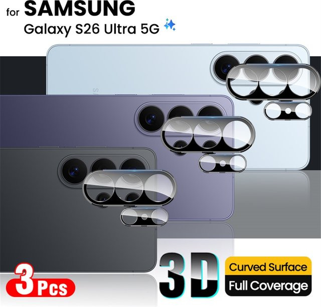 Samsung 3-teiliges 3D-Objektivglas für Samsung Galaxy S26 Ultra in Schwarz als Rückkamera-Schutzfolie - Bild 1