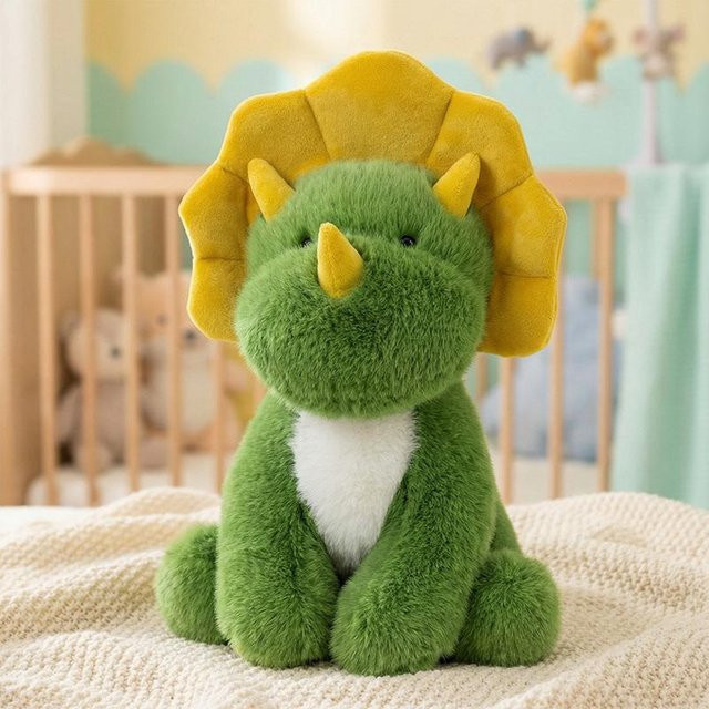 Yiran Health & Beauty Dinosaurier-Stofftier, Grüner Triceratops, Plüsch / Textil, 25cm, ab 14 Jahre - Bild 1