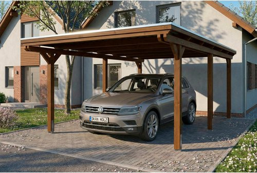 SKANHOLZ Carport Emsland aus Fichte mit Stahl-Flachdach in Braun und Anthrazit B: 402 cm, T: 604 cm - Bild 1