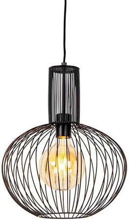QAZQA Design Hängelampe Wire Bake Schwarz, dimmbar und höhenverstellbar, E27, Metall