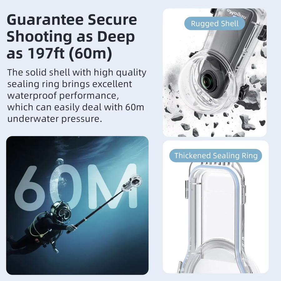Insta360 Unsichtbares Tauchgehäuse für Insta360 X5 und X4, Wasserdichtes Unterwasser-Gehäuse in Transparent - Bild 3
