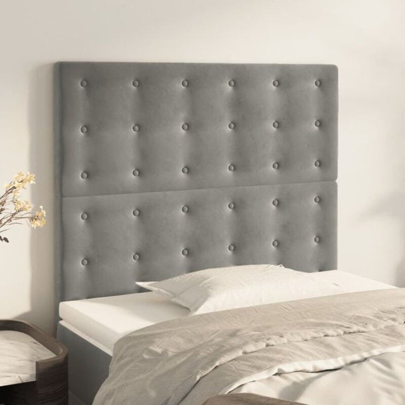 Vidaxl Kopfteile Set 2 Stück aus Samt in Grau, Modern und Klassisch, B: 100 cm, H: 78-88 cm, T: 5 cm - Bild 1