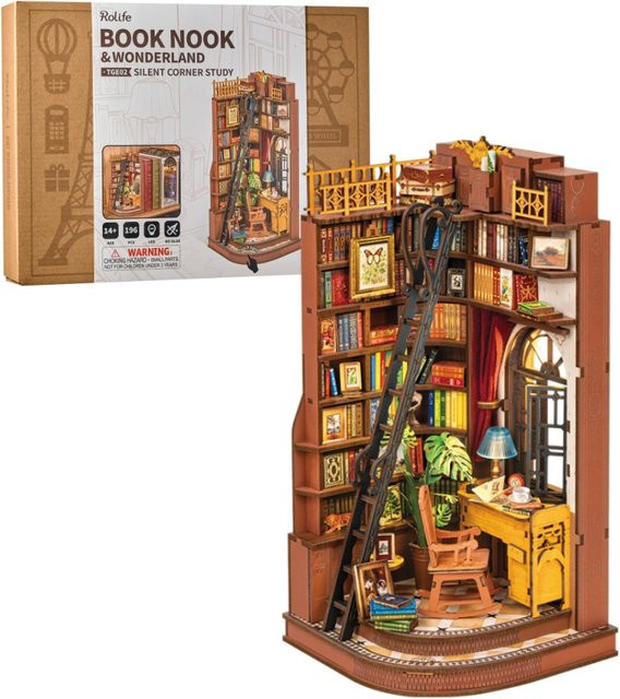 Robotime Rolife Silent Corner Study DIY Buchecke Regaleinsatz aus Holz in Multicolour für dein Puppenhaus TGE02 - Bild 1