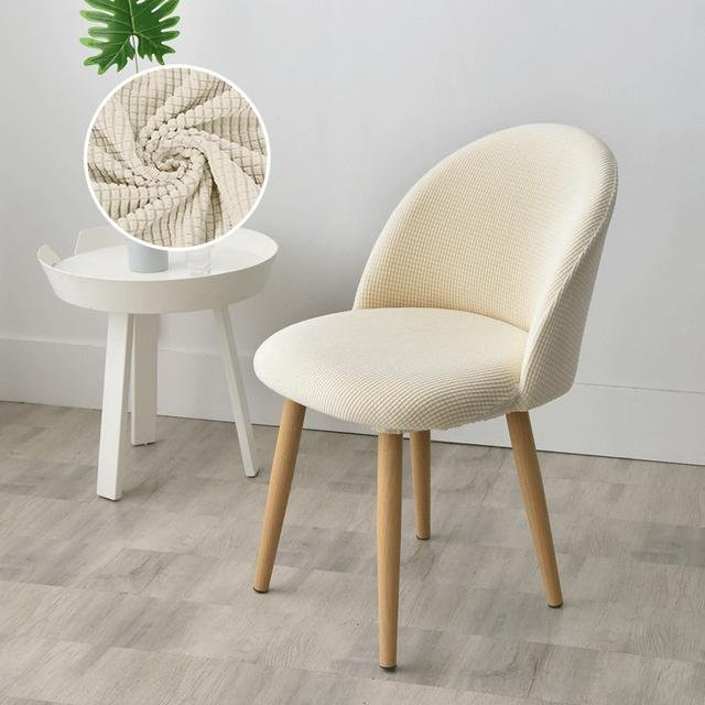 Lellen Entenschnabel-Stuhlbezug aus Polar-Fleece in Beige, elastischer Sesselbezug für Esszimmerstühle im skandinavischen Stil, 2 Stück - Bild 1