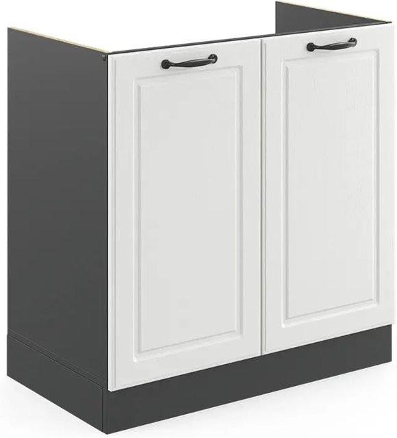 Vicco Spülenunterschrank R-Line in Landhausstil, Farbe Weiß/Anthrazit, Breite: 80 cm - Bild 2
