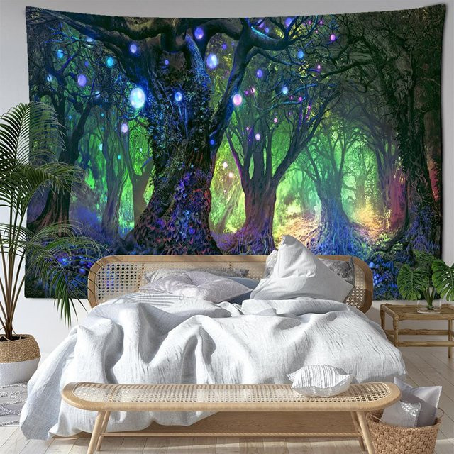 Super Six Wandteppich Blase Wald in Grau und Multicolour, Boho-Stil mit abstraktem Design, Breite: 95 cm, Höhe: 70 cm - Bild 1
