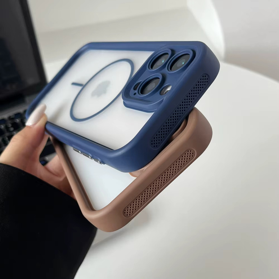 Magnetische iPhone Schutzhülle mit Wärmeableitung und MagSafe Kompatibilität, Matt und Transparent, Orange - Bild 2
