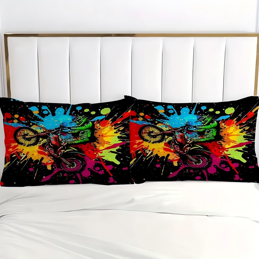 Bettwäscheset Lodestar mit Dirt Bike Motiv in Batik-Graffiti-Optik, Multicolor, B/H: 135 x 200 cm - Bild 4