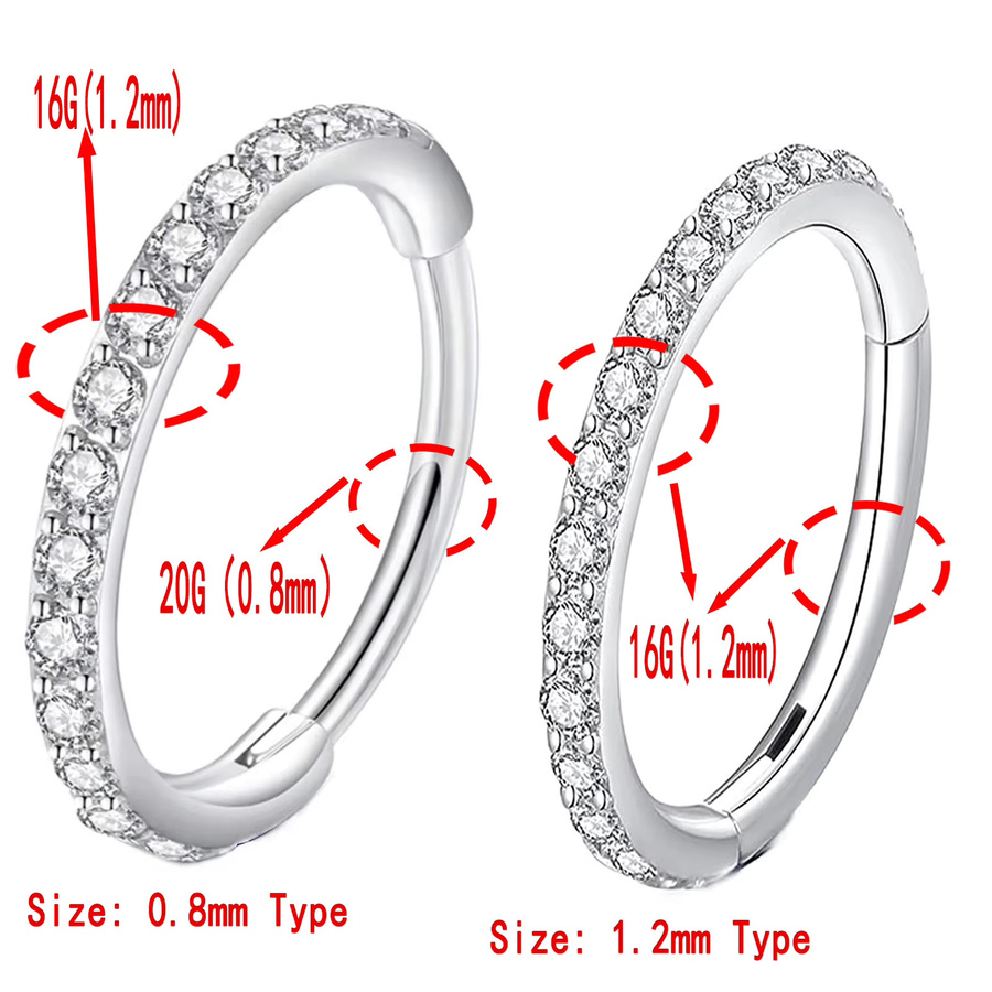 SUPTOP Nasenring Hoop, Zirkonia, Edelstahl, Silber, Unisex - Bild 2