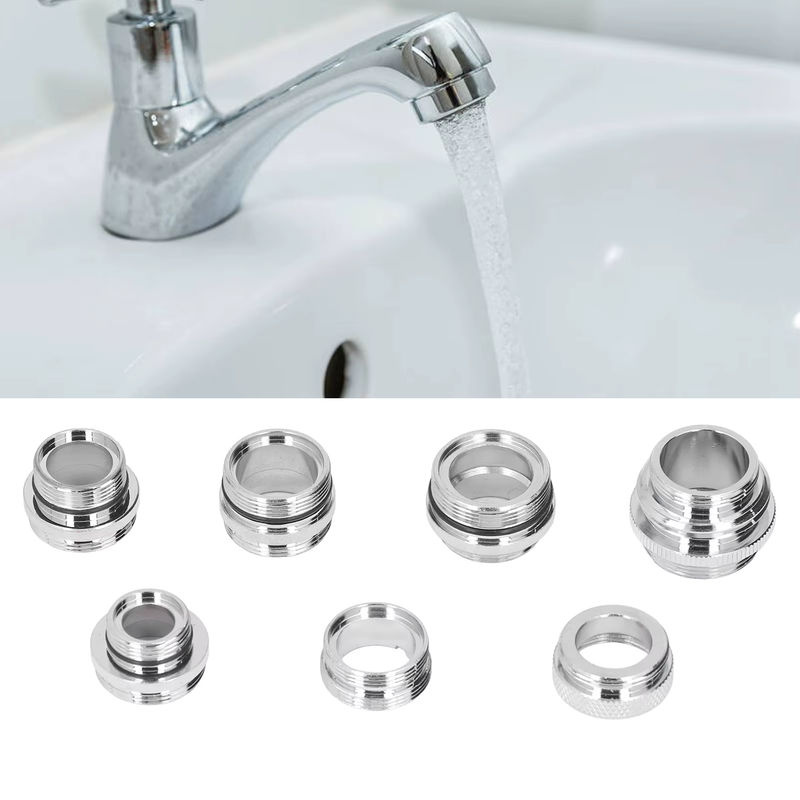 Qiilu 7-teiliges Wasserhahn Adapter Set aus Messing mit Dichtungen für Garten und Küche in Gold und Silber - Bild 3