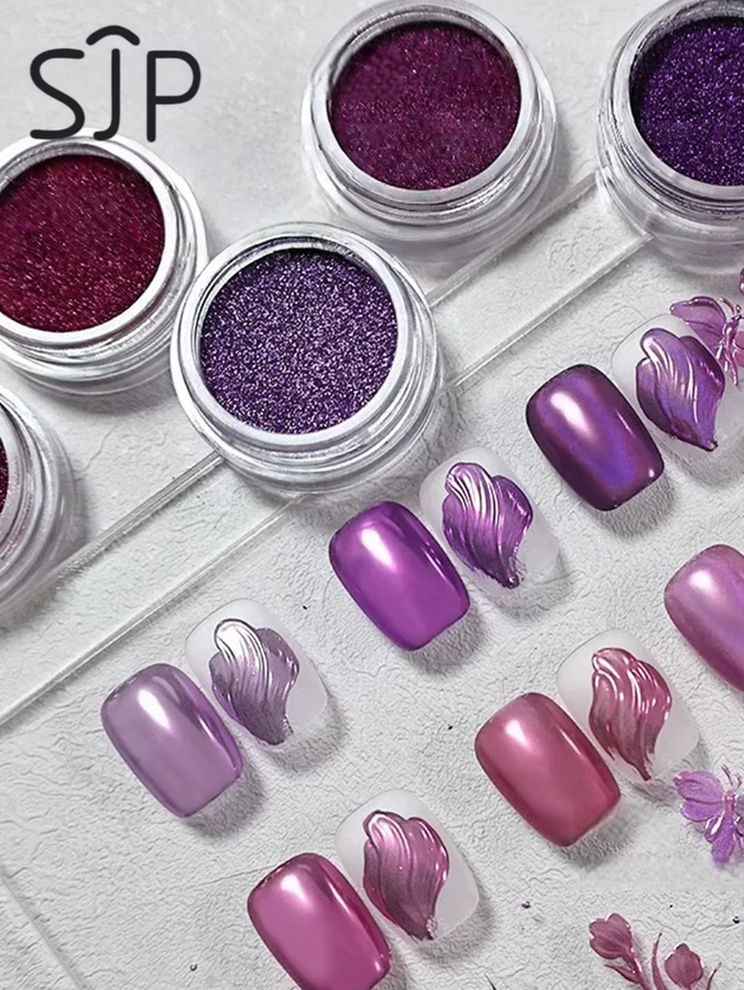 SJP Purple Series Nagelspiegel-Zauberpulver-Set, Metallic, 6-teilig - Bild 2