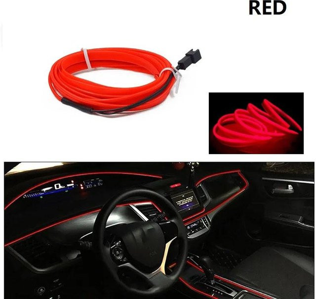 OuuZuu LED Neon Flex Auto-Innenbeleuchtung in Rot mit USB-Anschluss - Bild 1