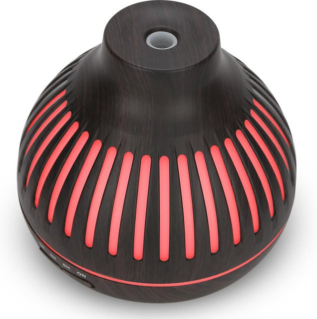 OutsideWorld Aroma Diffusor und Luftbefeuchter mit 7 Farben LED, 400ml, Dunkle Holzmaserung, Schwarz - Bild 1