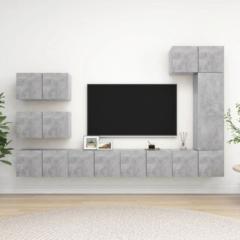 8-teiliges modernes TV-Schrank-Set aus Holzwerkstoff von Vidaxl in Betongrau - Bild 1